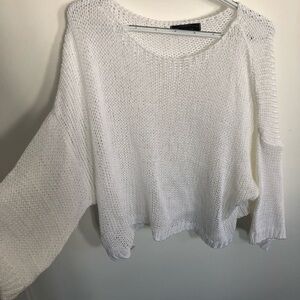 Simons White Knit Crew Neck Sweater